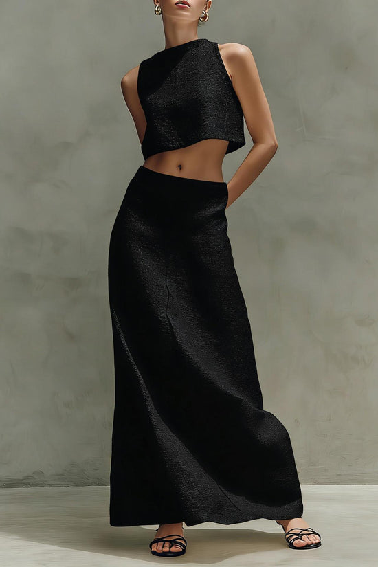 Summer Stylish Slimming Sleeveless Maxi Dress Elegant Two-Piece Set 