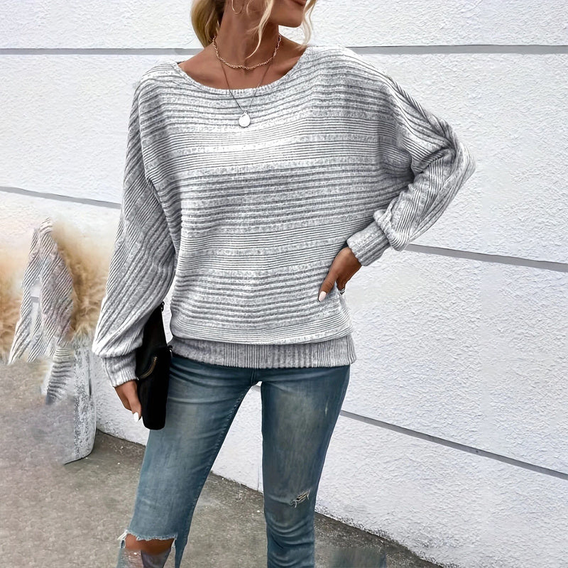 Women’s Textured Round-Neck Long-Sleeve Pullover CJ US