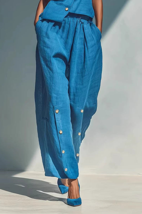 Gold-buckle Decorated Camisole And Pants Set 