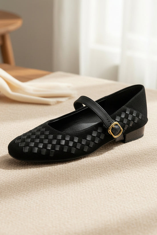 Shallow-toe Leather Shoes Mary Jane Shoes With A Single Strap 