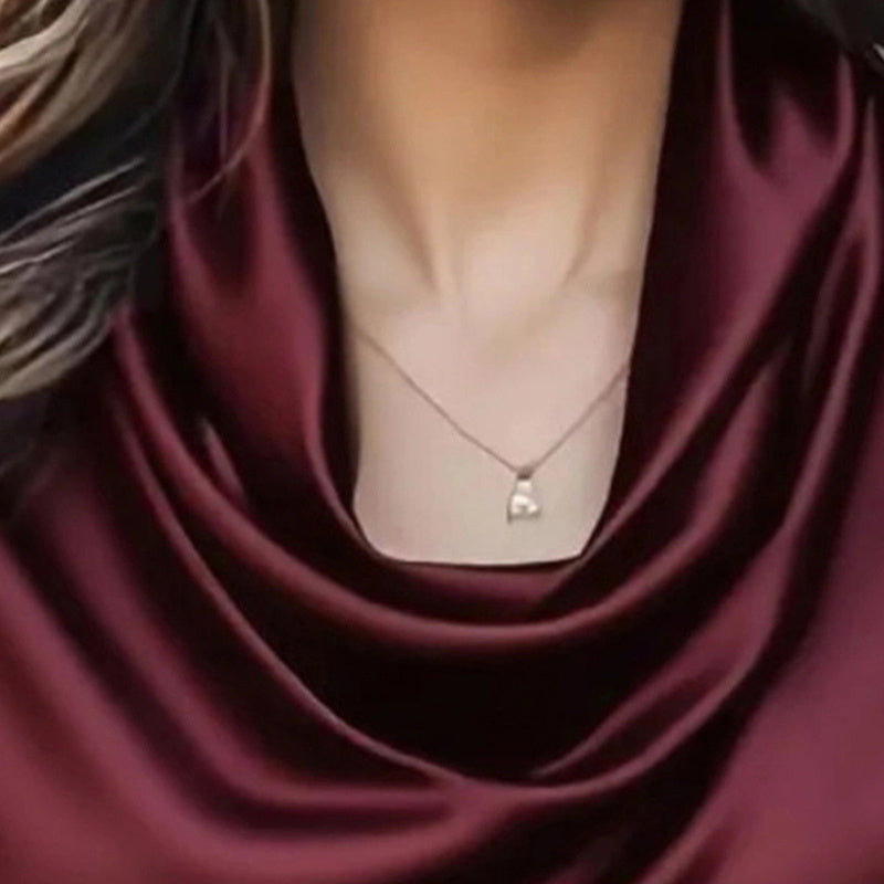 Women's Elegant Draped Neck Blouse, Solid Color Ruffle Detail Long Sleeve Shirt For Office And Formal Wear CJ US