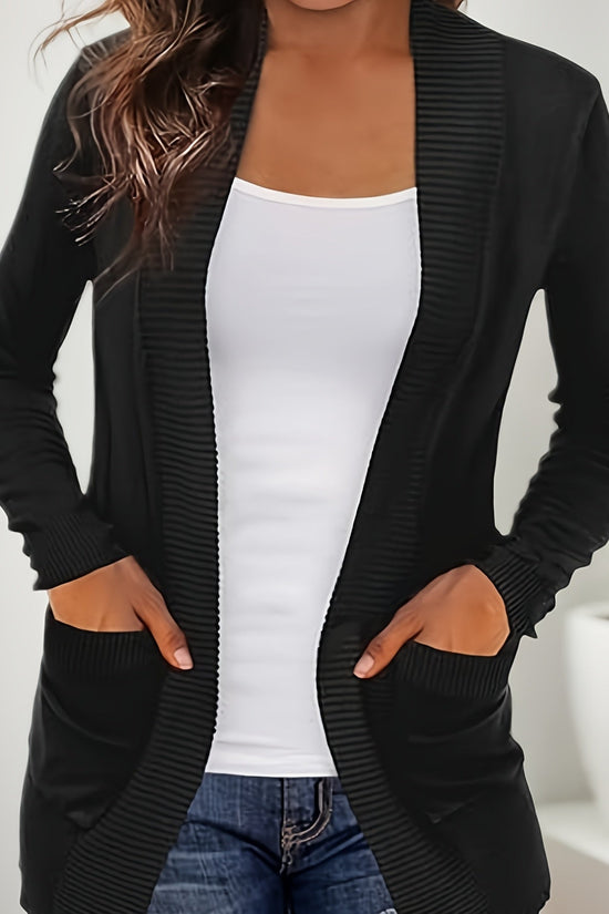2025 Women's New Cardigan, Solid Color Knitted Jacket, Casual Lightweight Cardigan With Pockets, Fashionable Top For Streetwear Women CJ US