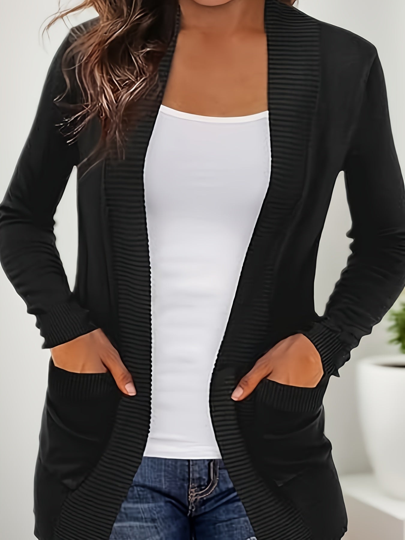 2025 Women's New Cardigan, Solid Color Knitted Jacket, Casual Lightweight Cardigan With Pockets, Fashionable Top For Streetwear Women CJ US