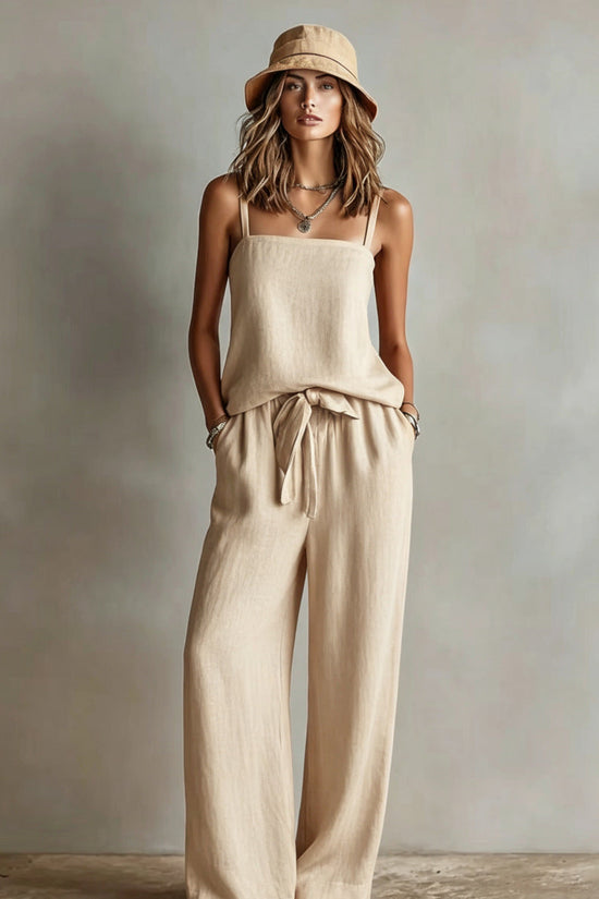 Suspender Wide-Leg Pants Set Womens Casual Two-Piece Set 