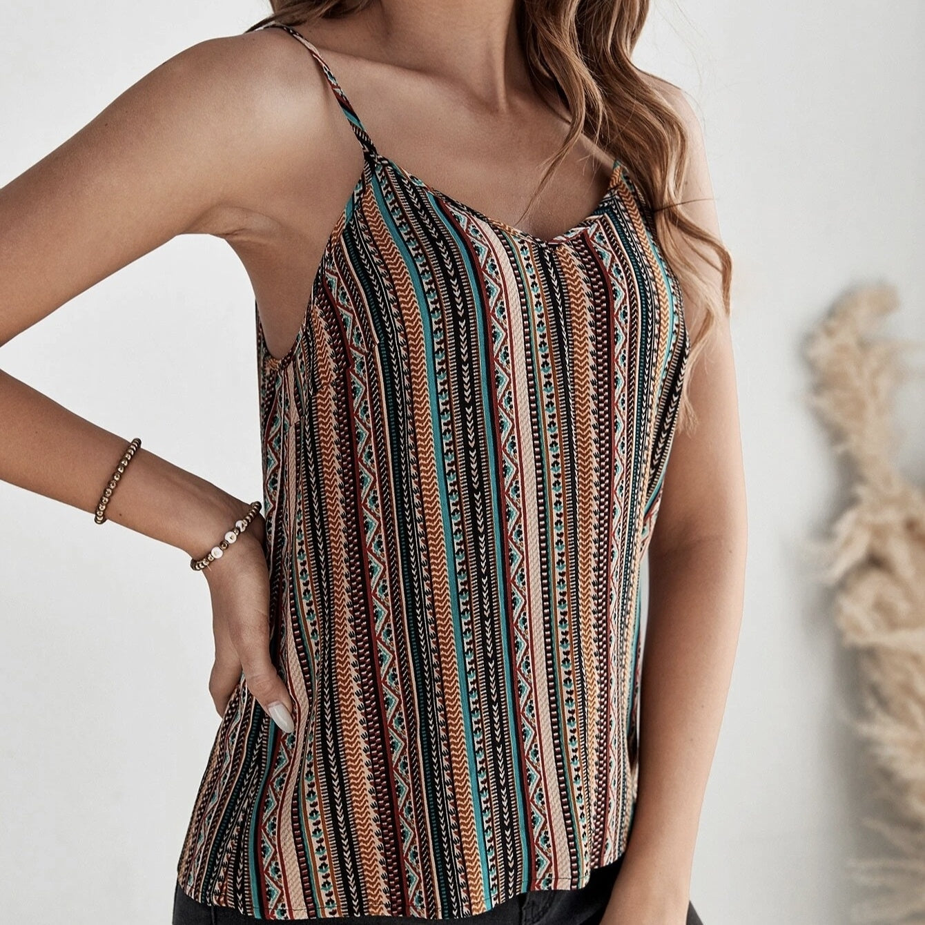 Ladies' Fashionable Geographical Print Retro Camisole Top CJ US