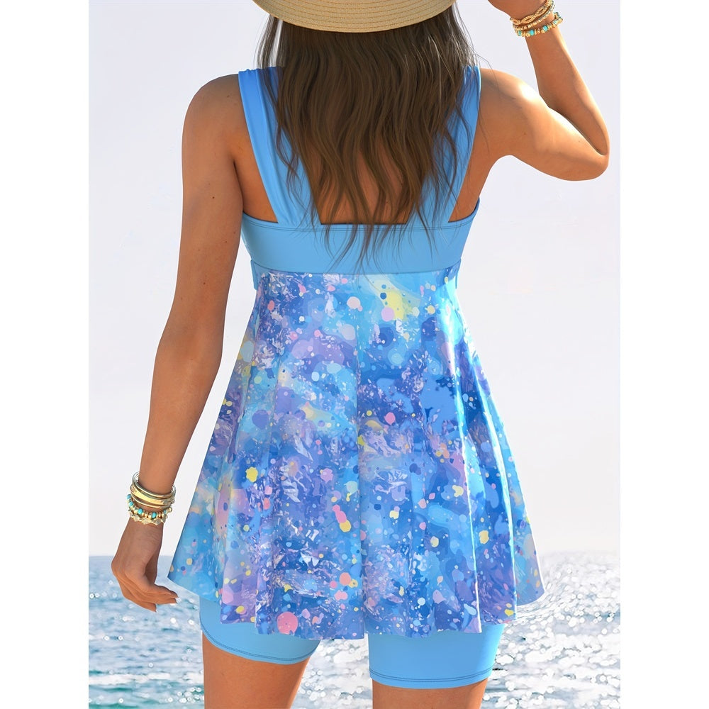 Pastel Splash Bow - Tied Swim Dress Summer Beach Fashion Comfort Assured & Trendy CJ US