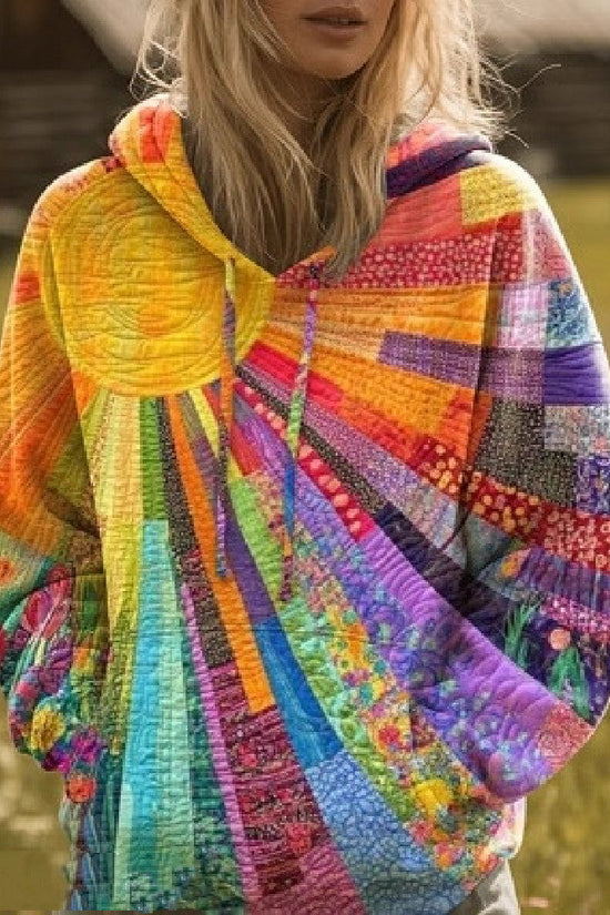 3D Digital Printed Sun Pattern Colorful Women's Sweatshirt 