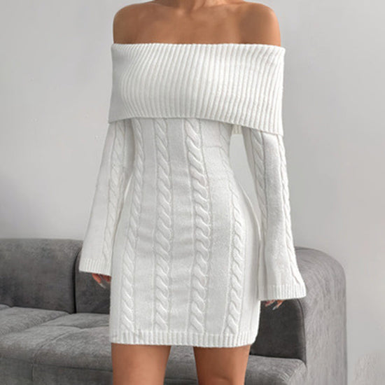 Women's Off Shoulder Bodycon Dress, Long Sleeve Mini Club Dress, Elegant Party Fitted Short Dresses CJ US