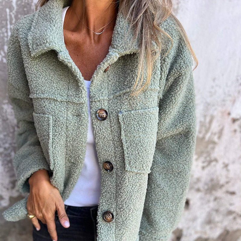 Plus Size Women’s Solid Color Sherpa Jacket CJ US