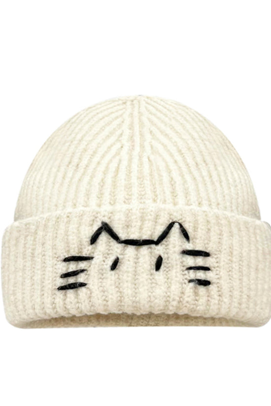 Women’s Cute Cat Line Design Knitted Hat – Warm Fall & Winter Beanie - FitiqueFit