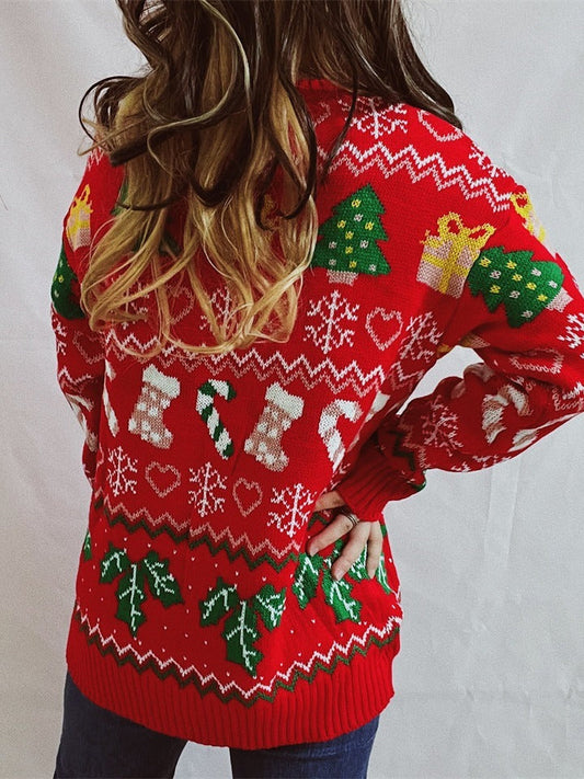Women's Stylish Loose Round Neck Long-sleeved Sweater CJ