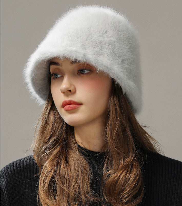Big Head Circumference Real Rabbit Plush Hat 