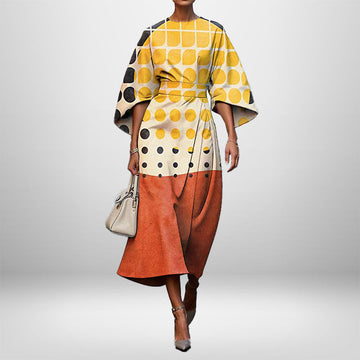 Yellow White Orange Polka Dot