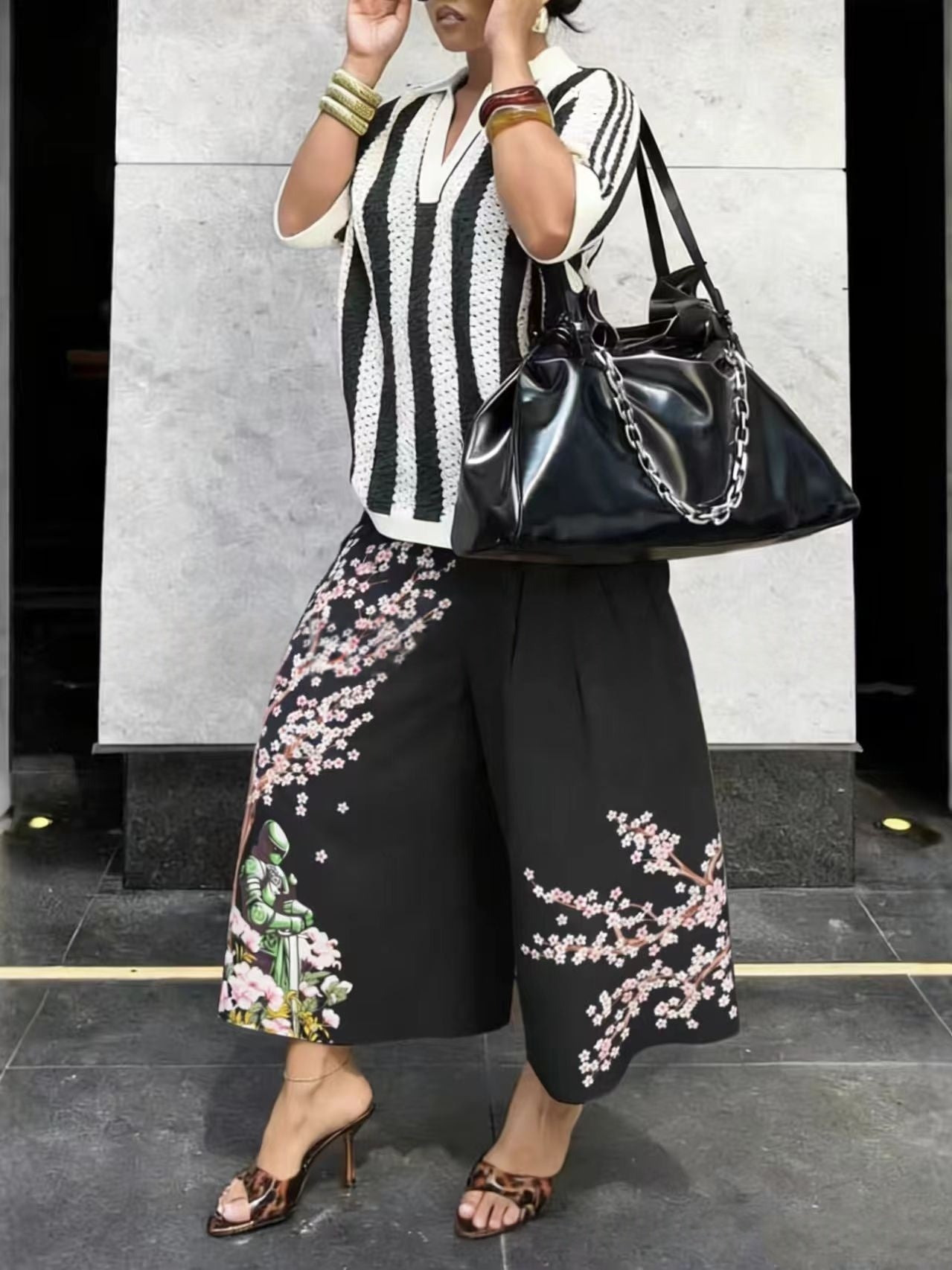 Fashionable Casual Camouflage Workwear-style Loose Wide-leg Pants 