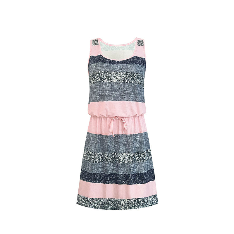 Women’s Color‑Block Striped Tie‑Waist Mini Dress CJ US