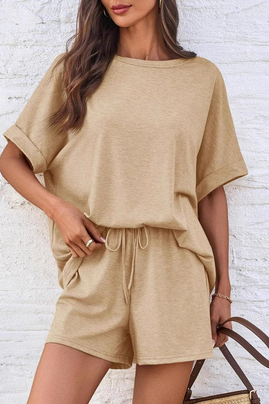 👕 Oversized T-Shirt & Drawstring Shorts Set – Ultimate Casual Comfort FitiqueFit