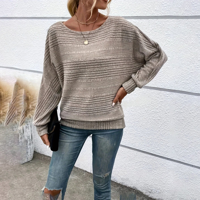 Women’s Textured Round-Neck Long-Sleeve Pullover CJ US