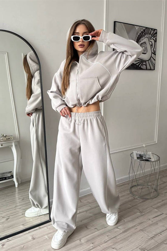 Women's Sportswear Set Solid Color Cardigan Set 