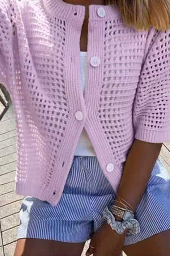 Women's Solid-color Cardigan Sweater Top 