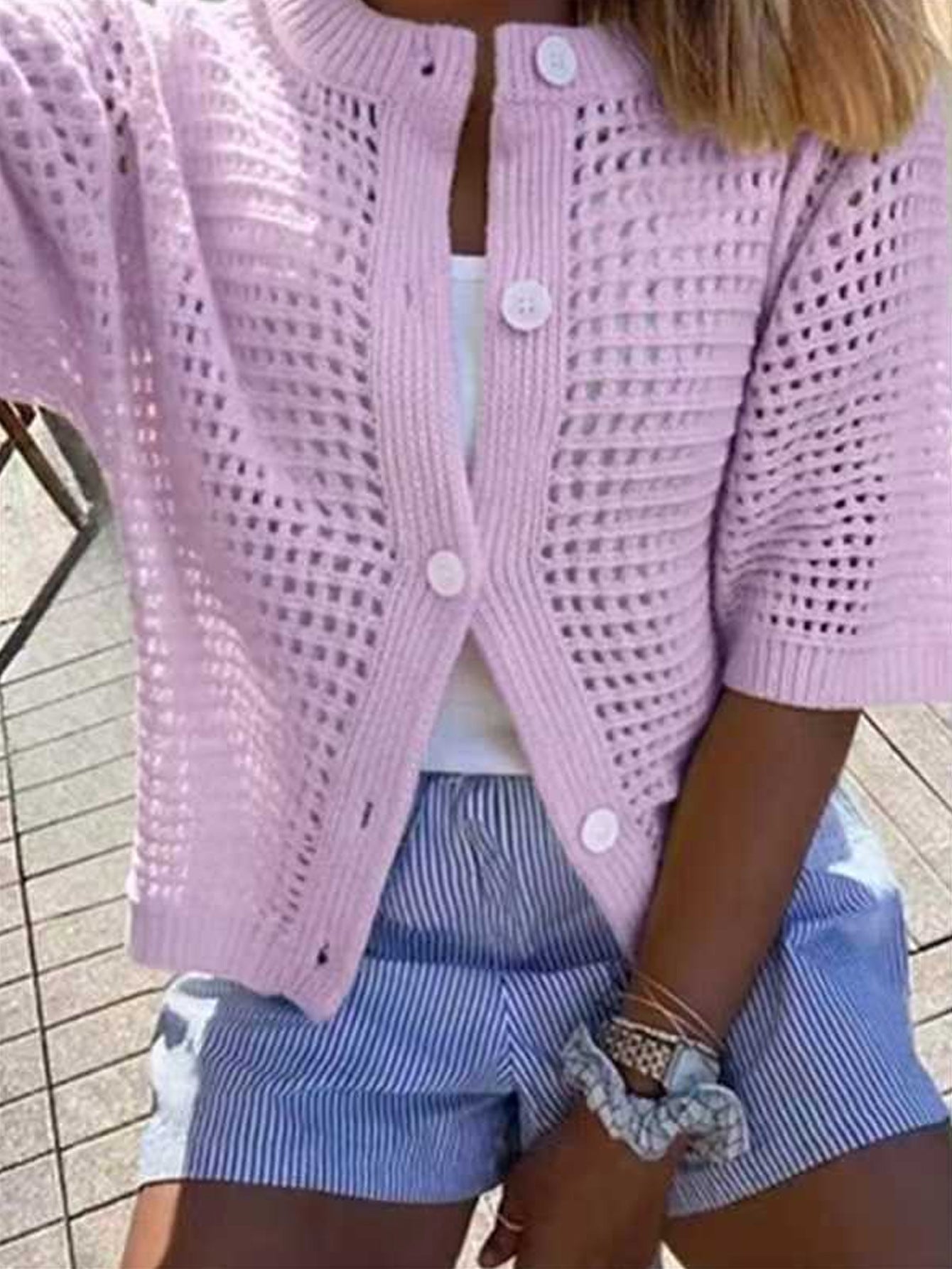 Women's Solid-color Cardigan Sweater Top 