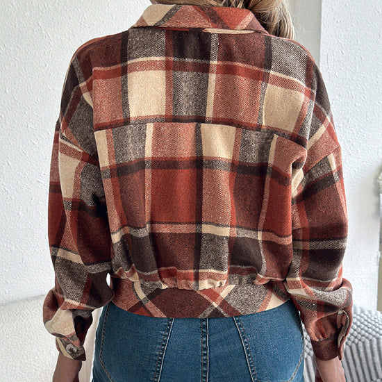 Plaid Shacket – Women’s Long-Sleeve Button-Down Shirt Jacket / Business Casual Top CJ US