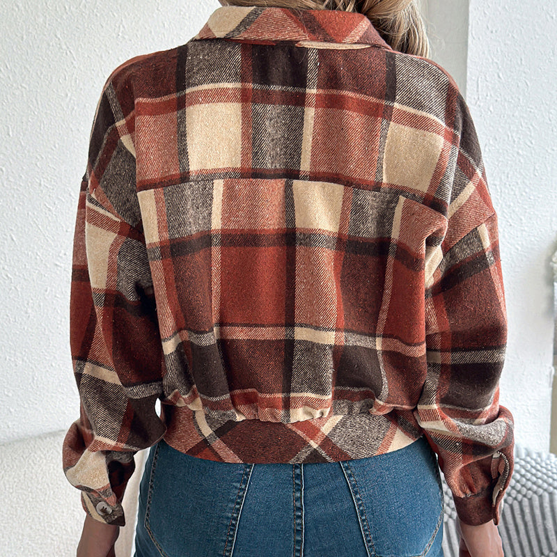 Plaid Shacket – Women’s Long-Sleeve Button-Down Shirt Jacket / Business Casual Top CJ US