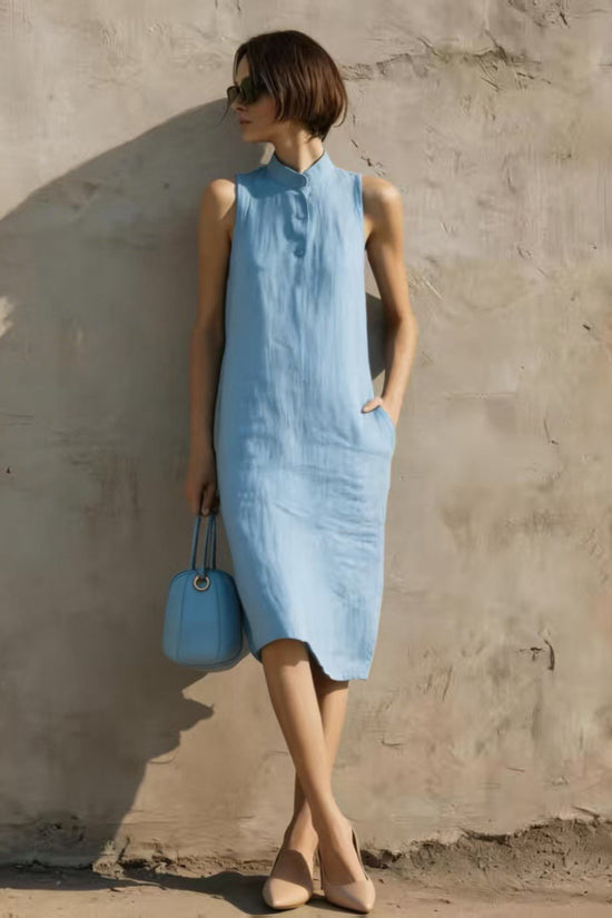Solid-color Loose Sleeveless Dress 