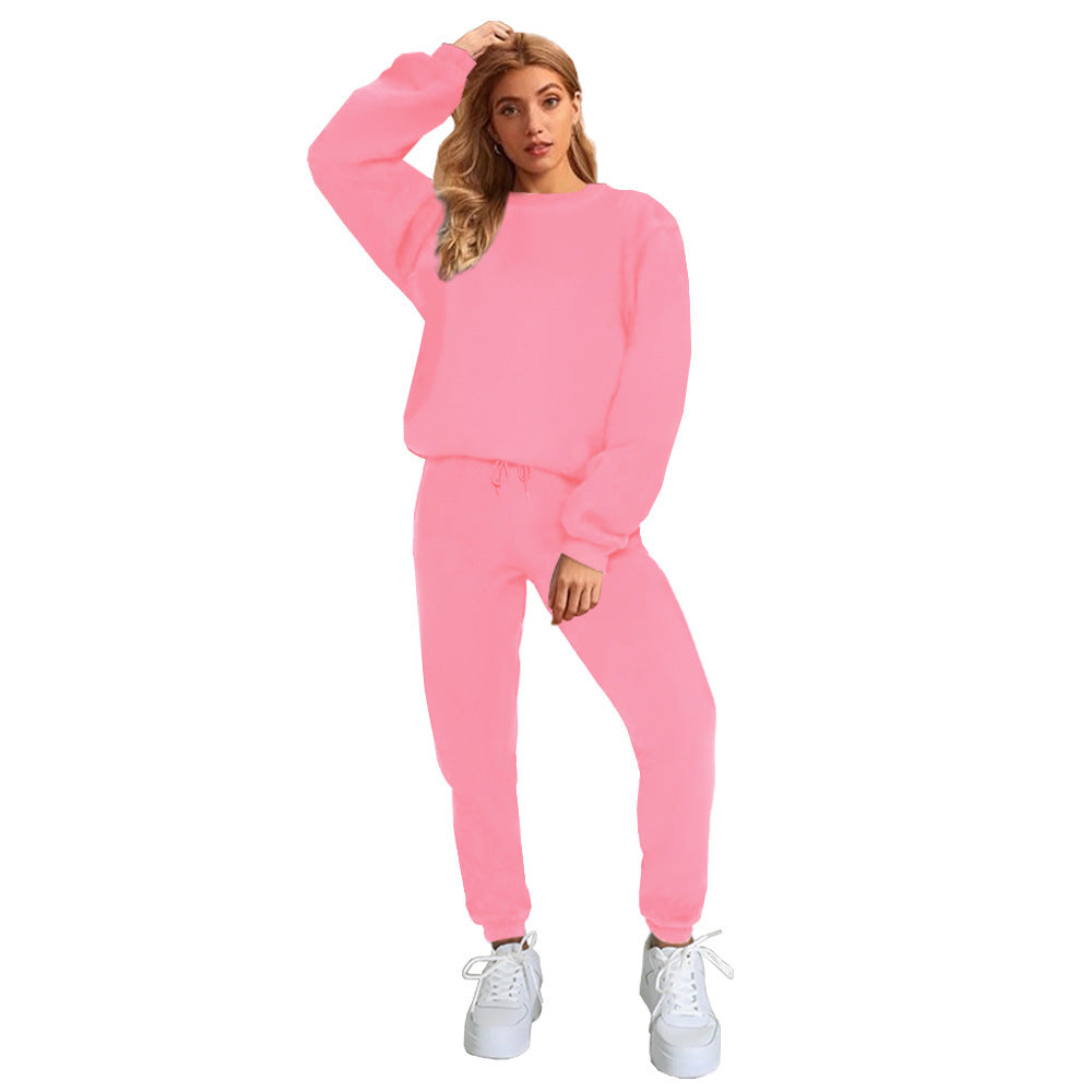 Women's Solid Color Round Neck Pullover Sweatshirt Pants Diversi Fashion™