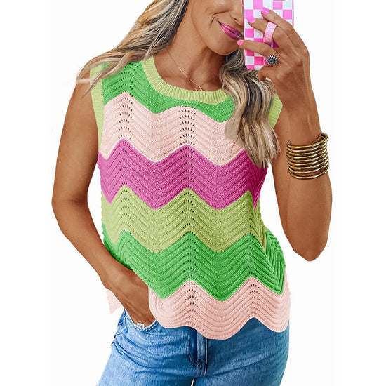 Women’s Rainbow-Striped Cropped Sweater Vest CJ US