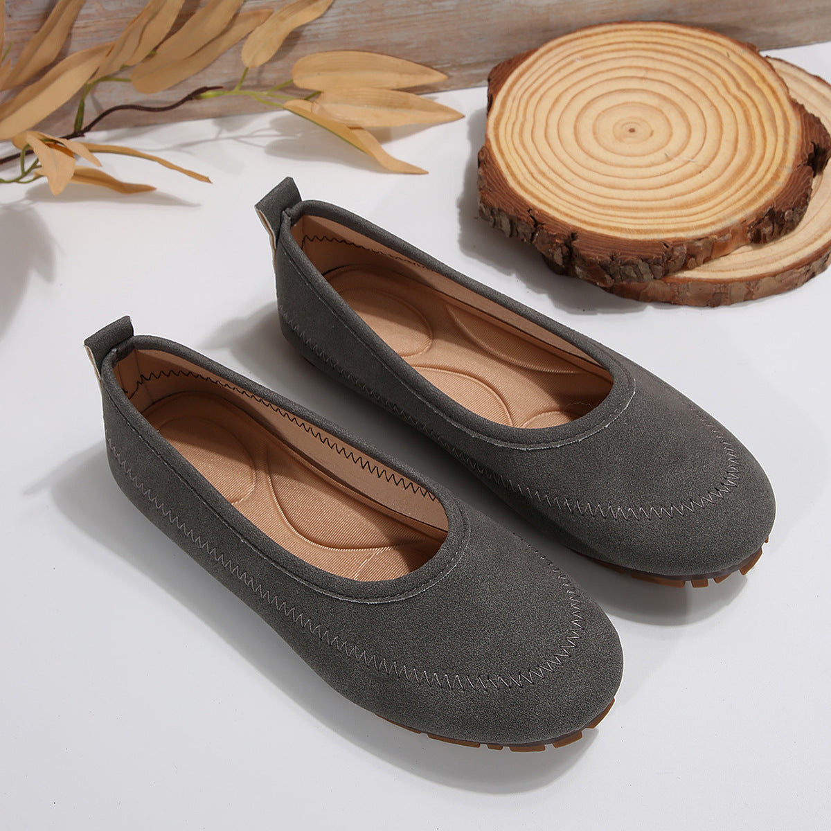 Women’s Low-Cut Round Toe Loafers – Slip-On Flat Casual Shoes - FitiqueFit