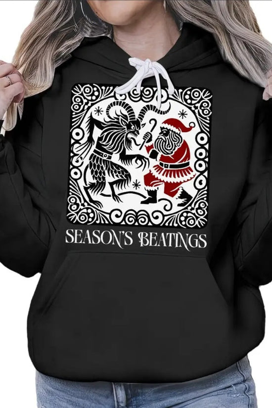 Women’s Krampus vs Santa Hoodie – Funny Holiday Pullover Sweatshirt CJ US