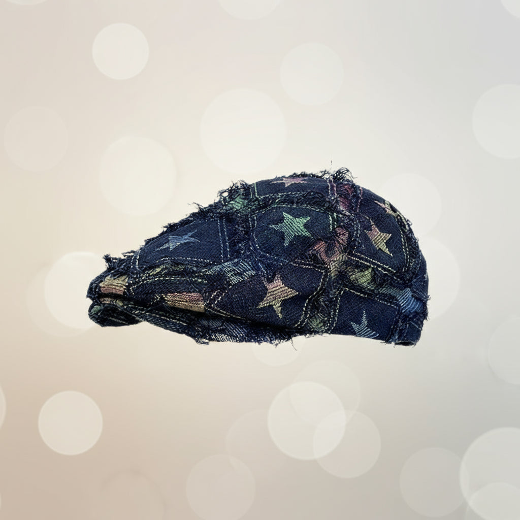 Colorful Plaid Five-pointed Star Advance Hats Women's Korean-style Anti-wear Distressed Edging Beret CJ