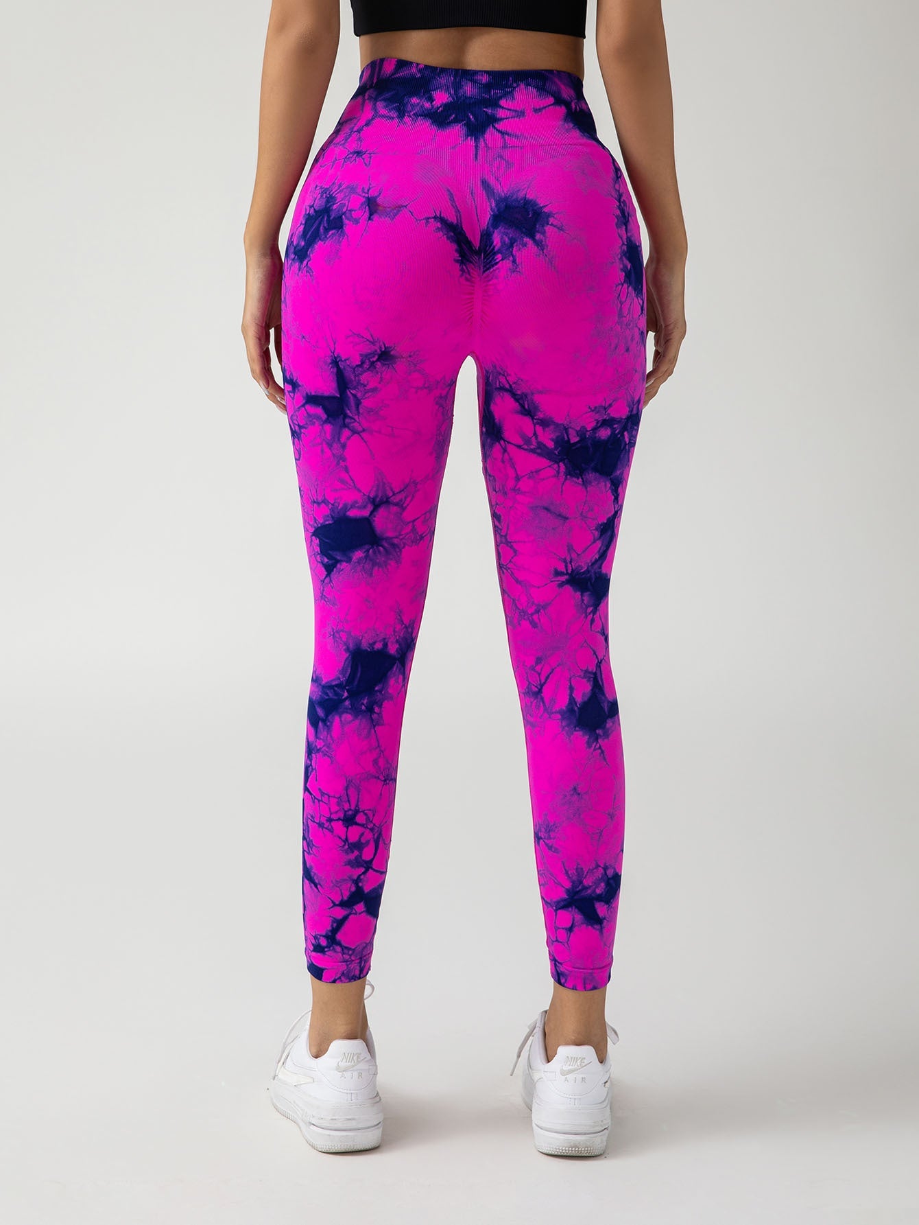 New Style Women's High-Waisted Yoga Leggings With Hollow-Out & Tie-Dye Design CJ US