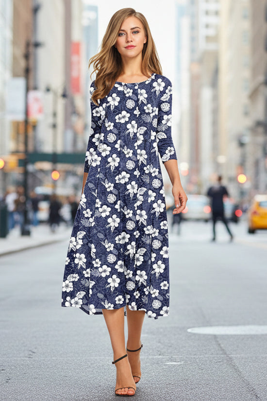 Women's Fashion Floral Slim-fit Short-sleeve Dress 