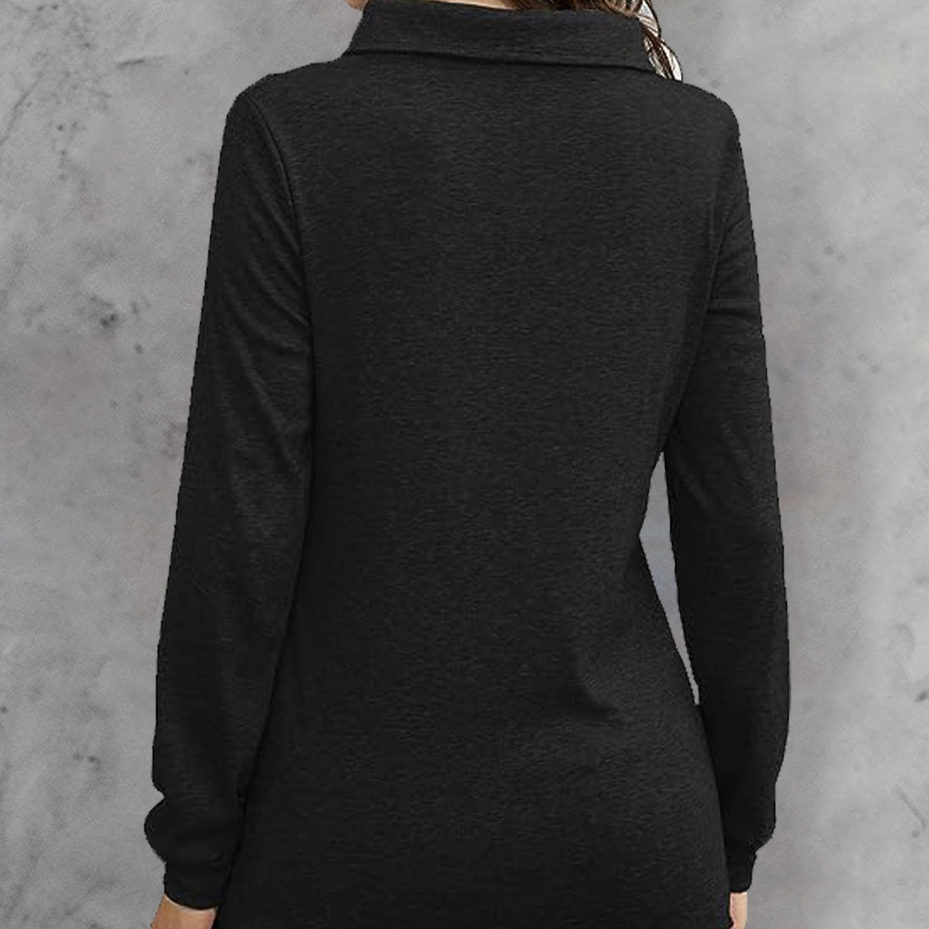 Women's Fashionable Long Sleeved Hood Collar Button Waist Top T-shirt CJ