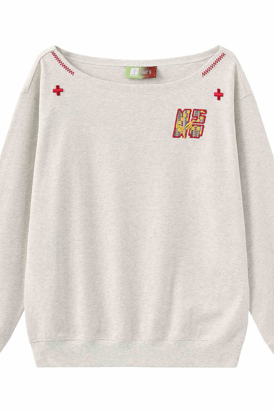Women’s Slanted Shoulder Embroidered Long-Sleeve Top CJ