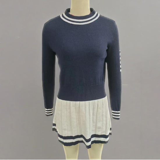 Women's Long Sleeve Sweater Dress Fall Crewneck Ribbed Knit A-Line Casual Mini Dresses CJ US