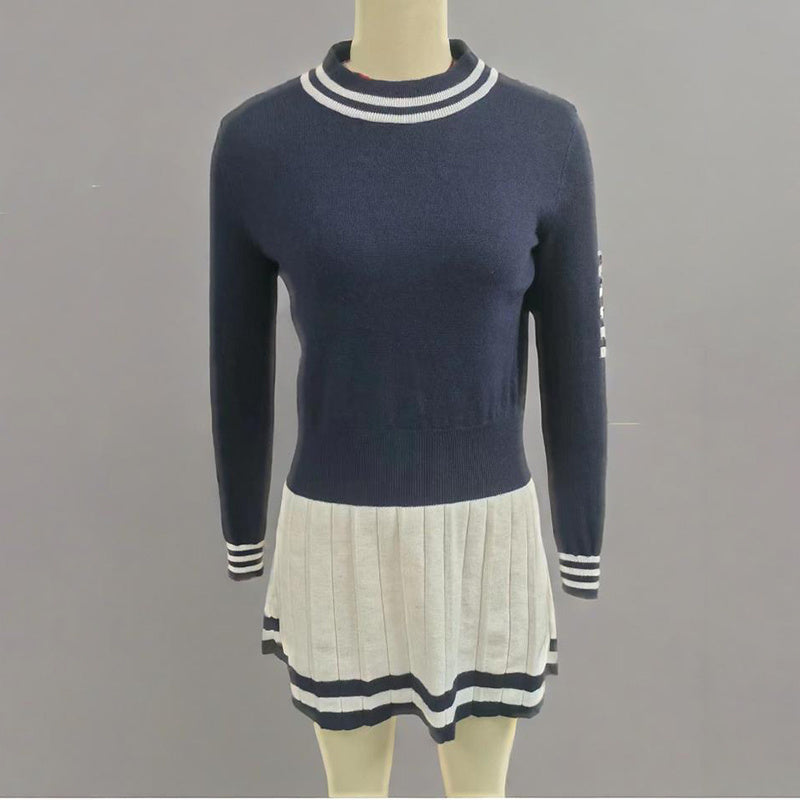 Women's Long Sleeve Sweater Dress Fall Crewneck Ribbed Knit A-Line Casual Mini Dresses CJ US