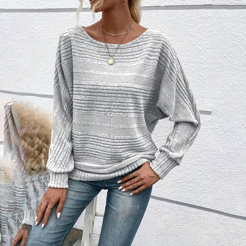 Women’s Textured Round-Neck Long-Sleeve Pullover CJ US