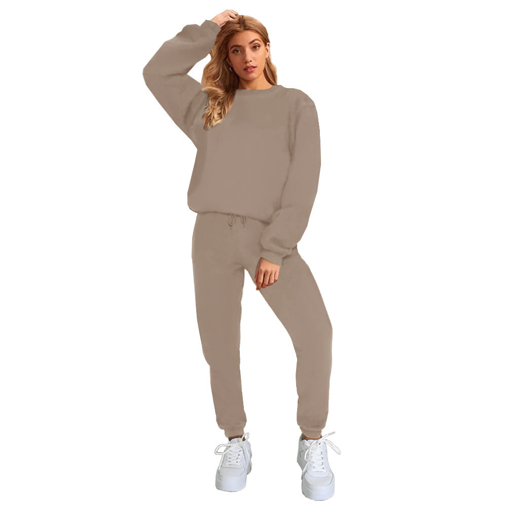 Women's Solid Color Round Neck Pullover Sweatshirt Pants Diversi Fashion™