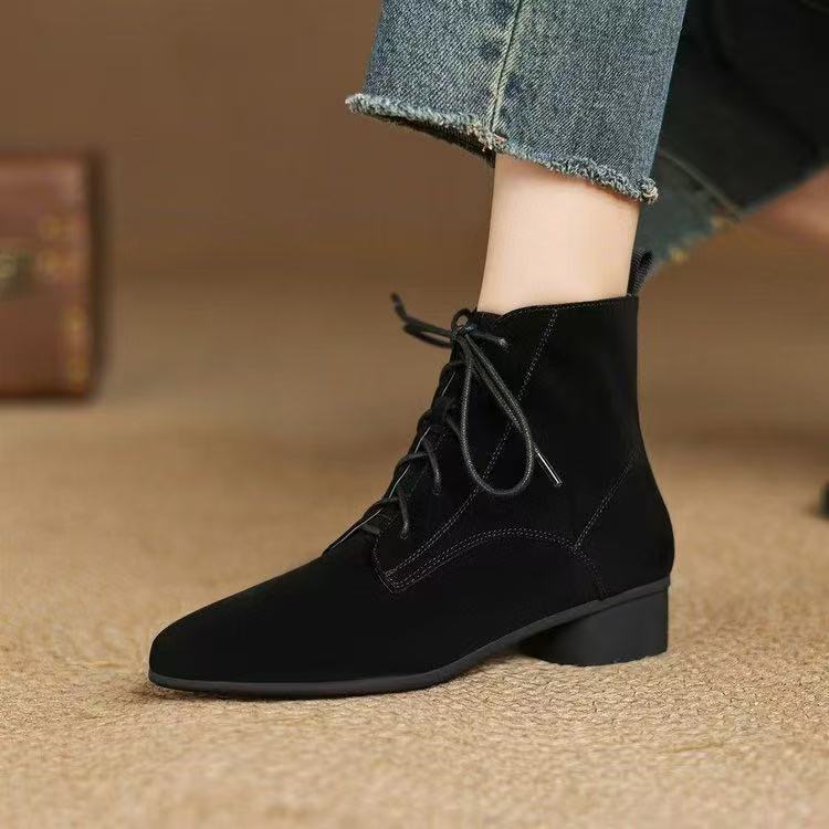 Autumn And Winter Maillard Matte Temperament Pointed Low-heel Ankle Boots For Women 