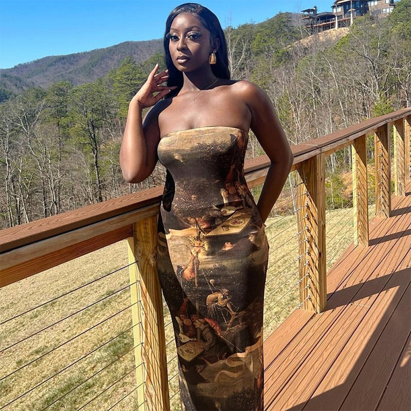 🌞 Summer Sexy Strapless Printed Tube Dress – Slim Fit Bodycon Mini eprolo