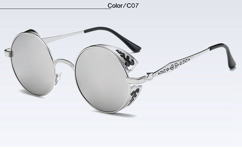 Fashion Polarized Steampunk Sunglasses Men/Women Round Metal Carving Vintage Sun Glasses Gothic UV400 Sunglass eprolo