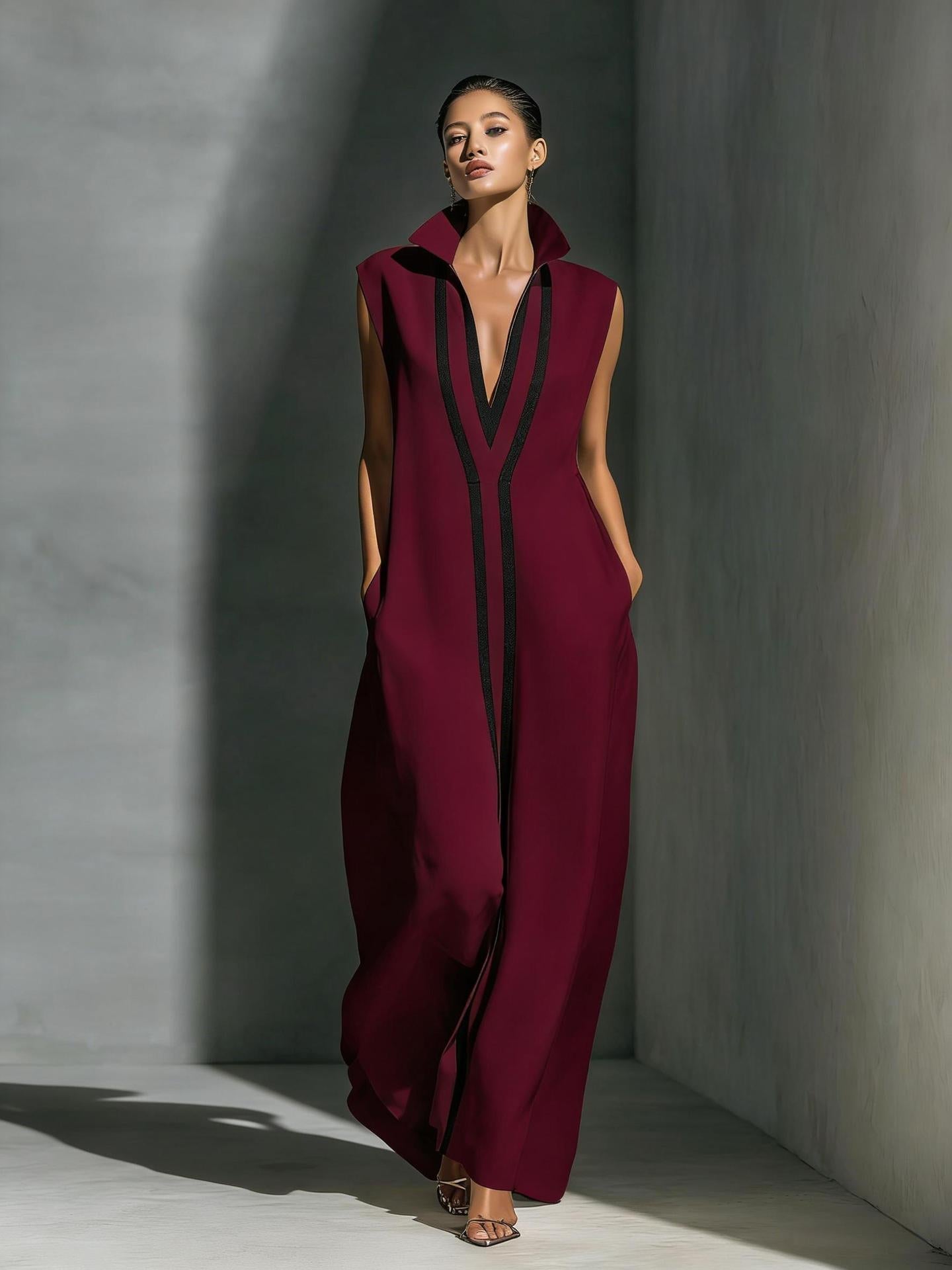 V-neck contrasting dress 