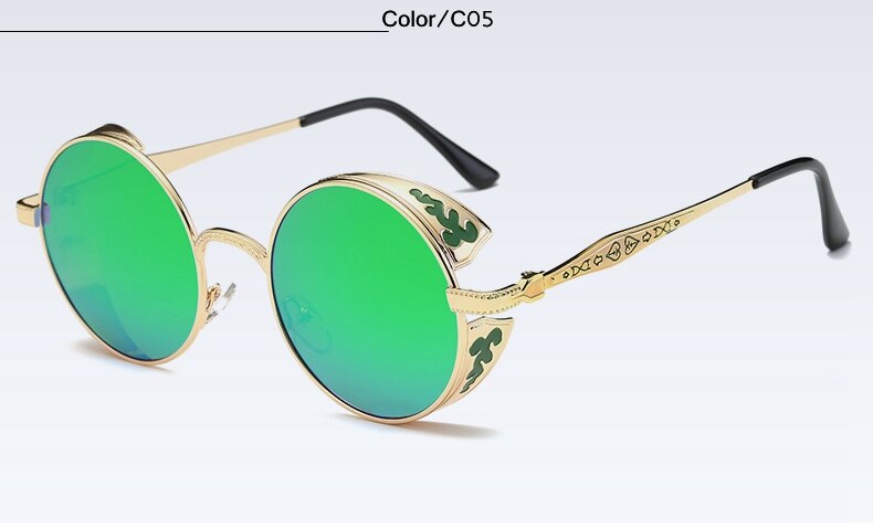 Fashion Polarized Steampunk Sunglasses Men/Women Round Metal Carving Vintage Sun Glasses Gothic UV400 Sunglass eprolo