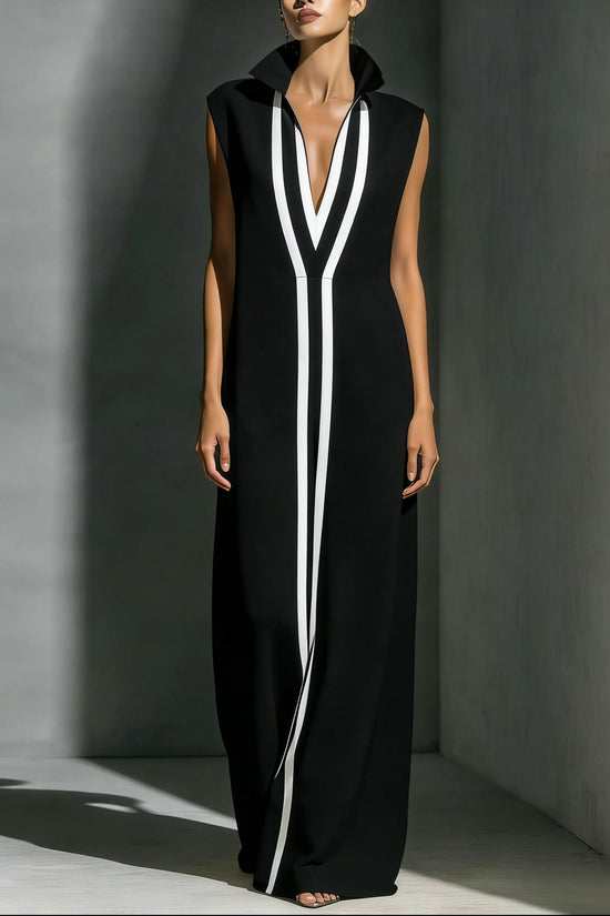 V-neck contrasting dress 