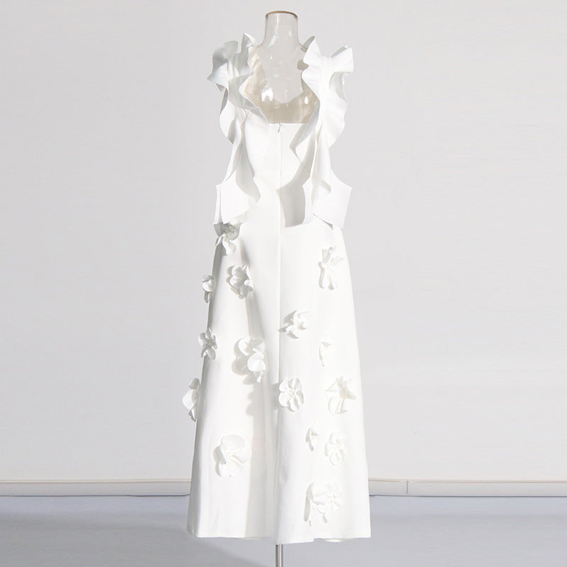 High-grade Stitching Three-dimensional Flower Sling Dress CJ