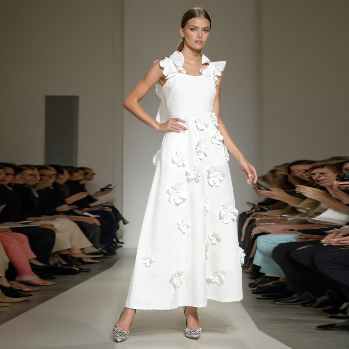 High-grade Stitching Three-dimensional Flower Sling Dress CJ