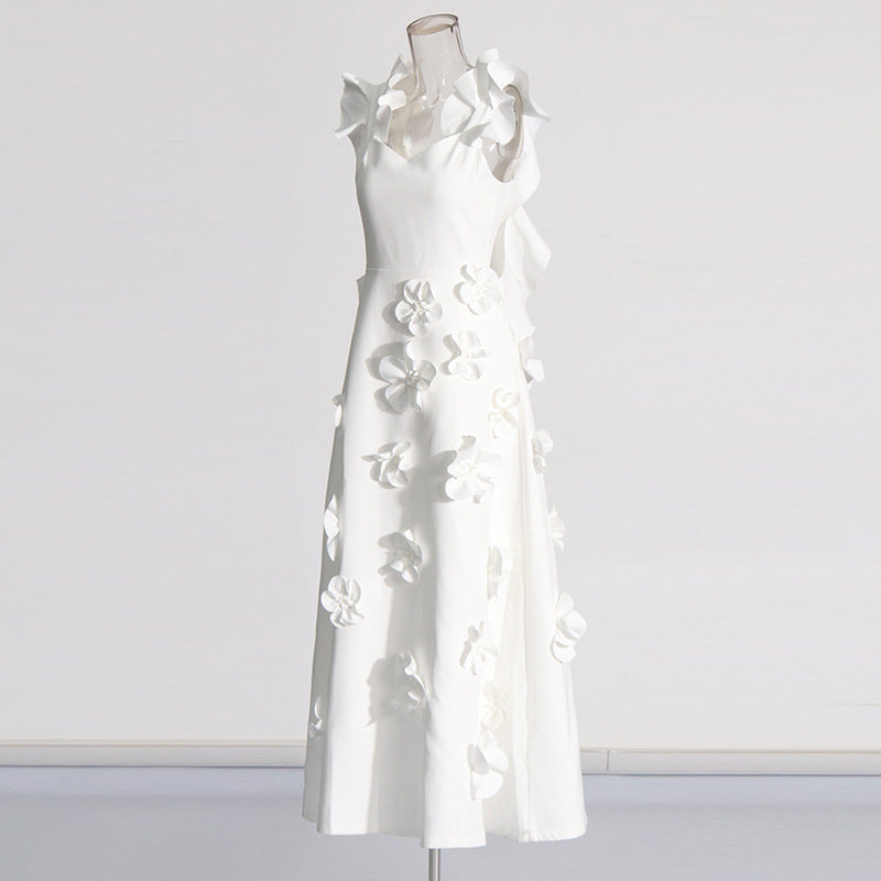 High-grade Stitching Three-dimensional Flower Sling Dress CJ