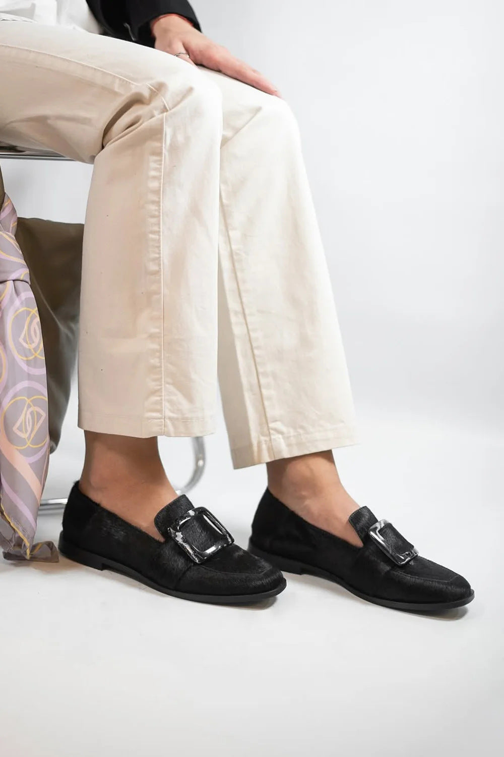 Vintage Square-Button Low-Cut Loafers — Women’s Elegant Slip-On Shoes CJ